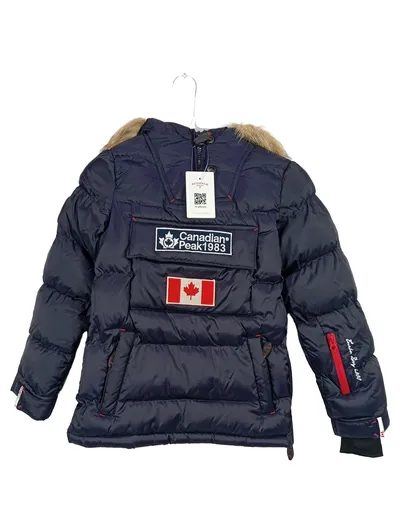 Canadian Peak Kinder Steppjacke Gr. 140 Blau Logo Print Outdoor Fellkapuze