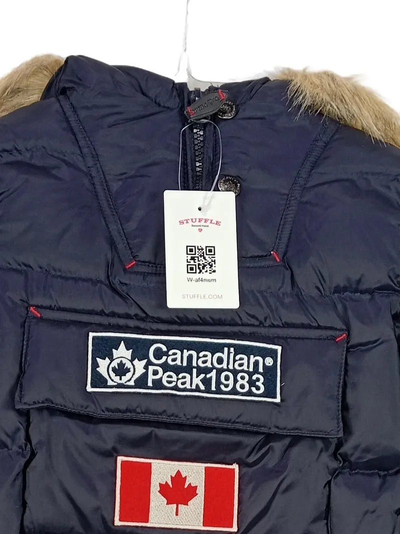 Canadian Peak Kinder Steppjacke Gr. 140 Blau Logo Print Outdoor Fellkapuze 2