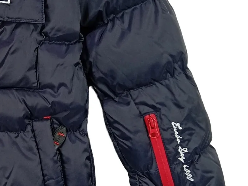Canadian Peak Kinder Steppjacke Gr. 140 Blau Logo Print Outdoor Fellkapuze 3