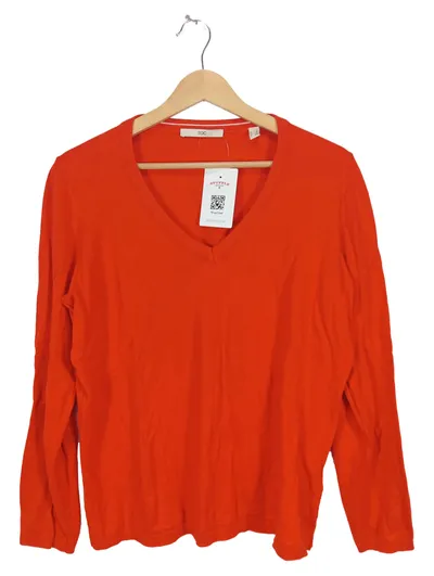EDC Damen Pullover V-Ausschnitt Orange Gr. XL Baumwolle Viskose