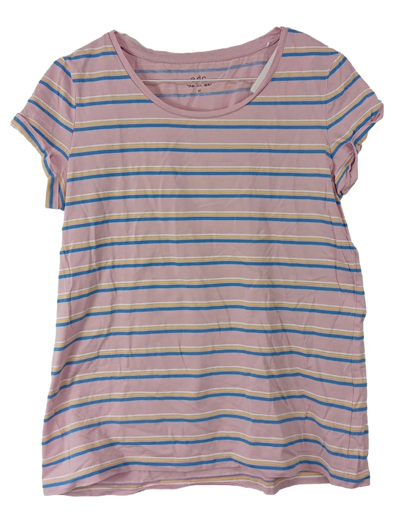 edc by Esprit Damen T-Shirt Gr. M Rosa Gestreift Baumwolle Casual 1