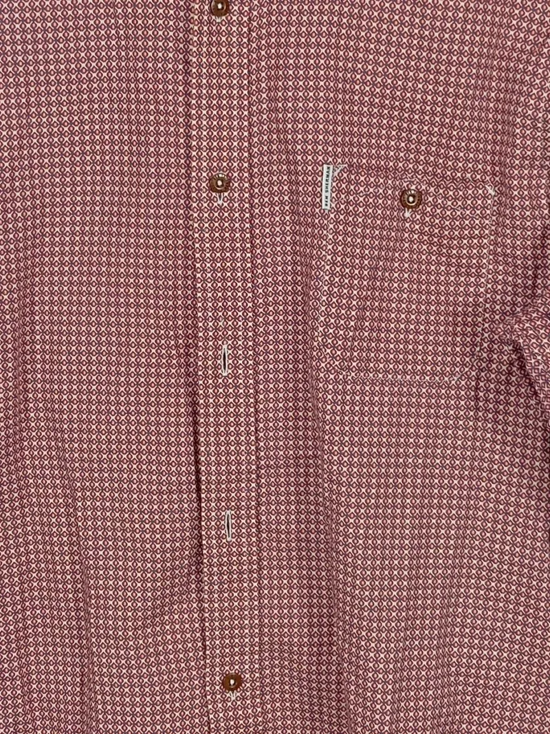 Ben Sherman Hemd Herren XL Langarm Button-Down Rot Geometrisch Baumwolle 4