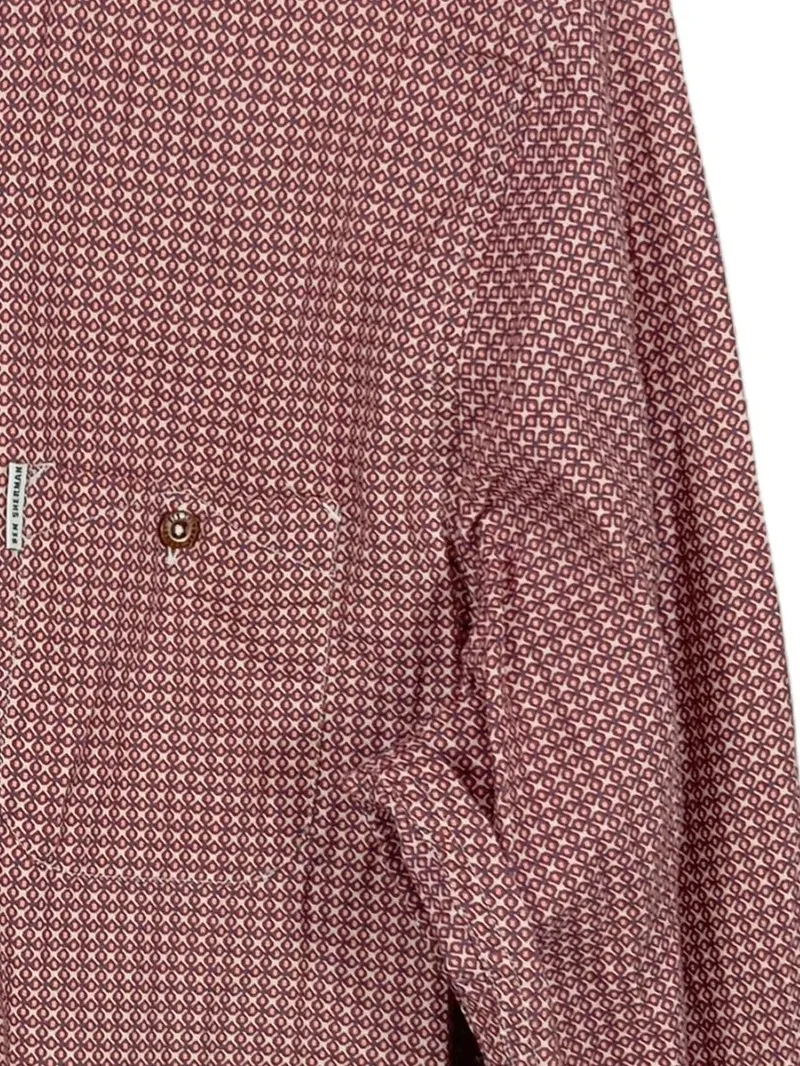 Ben Sherman Hemd Herren XL Langarm Button-Down Rot Geometrisch Baumwolle 5