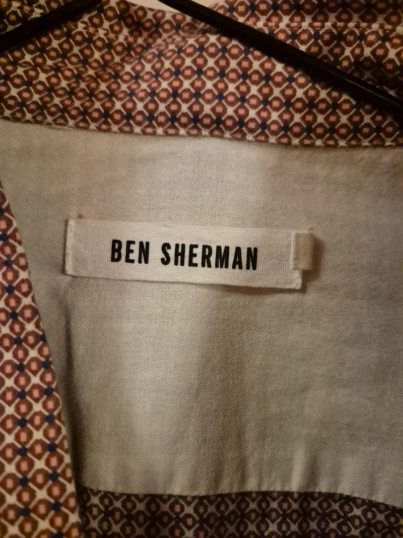 Ben Sherman Hemd Herren XL Langarm Button-Down Rot Geometrisch Baumwolle 6
