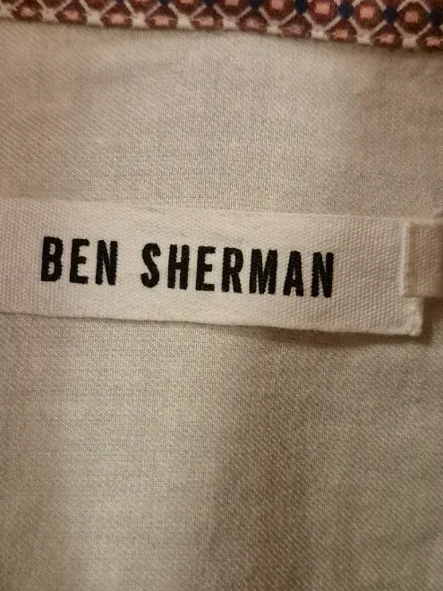 Ben Sherman Hemd Herren XL Langarm Button-Down Rot Geometrisch Baumwolle 7