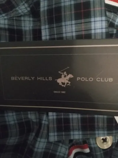 Beverly Hills Polo Club Herren Freizeithemd Kariert Blau Gr. L