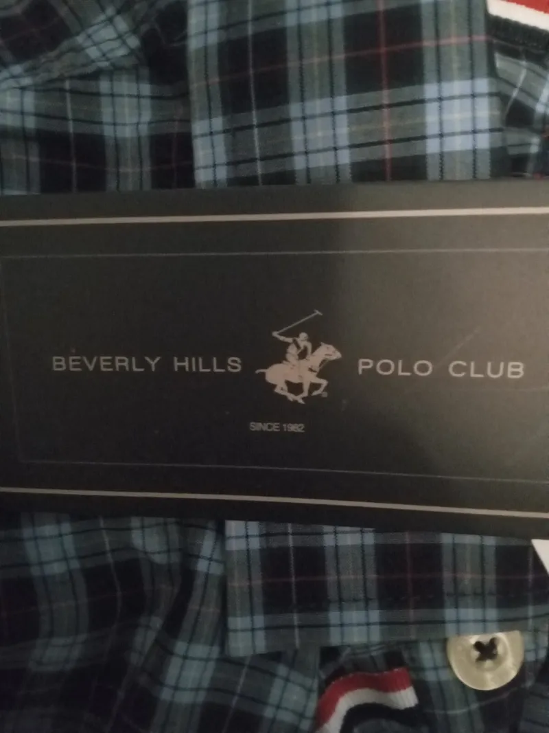 Beverly Hills Polo Club Herren Freizeithemd Kariert Blau Gr. L 2