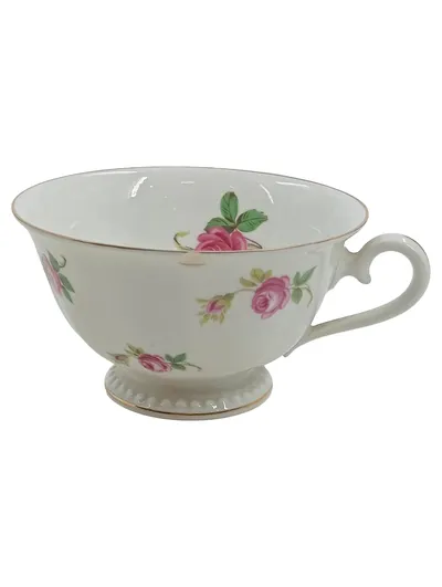Rosenthal Bavaria Porzellan Teetasse Rosenmotiv Vintage Goldrand weiß