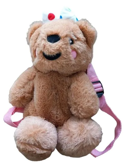 George Plüsch Teddybär Rucksack Mädchen Schleife Braun Rosa Kuscheltier