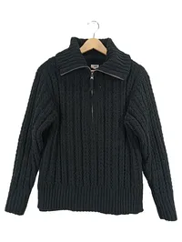 AERIE Damen Strickpullover Troyer Zopfmuster Grün Gr. XS 1