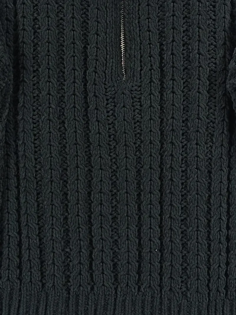 AERIE Damen Strickpullover Troyer Zopfmuster Grün Gr. XS 4