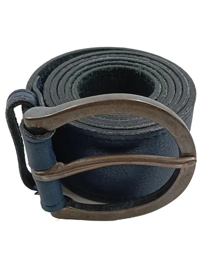 Hallhuber Damen Ledergürtel Blau Gr. 90 Echtleder Schnalle Casual