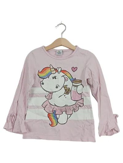 Pummel & Friends Mädchen Langarmshirt Einhorn Rosa Gr. 116