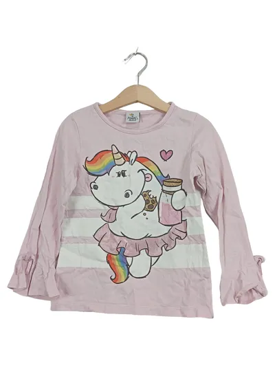 Pummel & Friends Mädchen Langarmshirt Einhorn Rosa Gr. 116