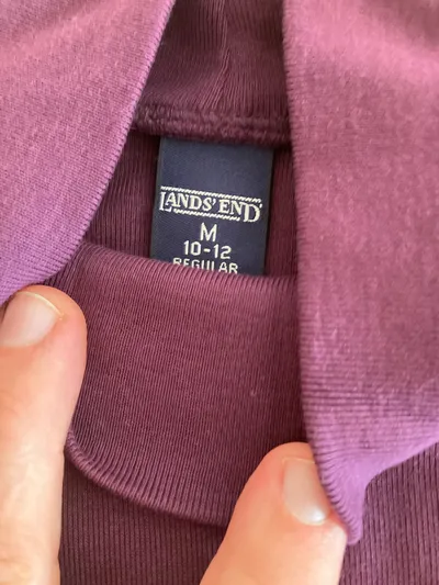 LANDS' END Damen Top Rollkragen Ärmellos Lila Gr. M 40 Baumwolle