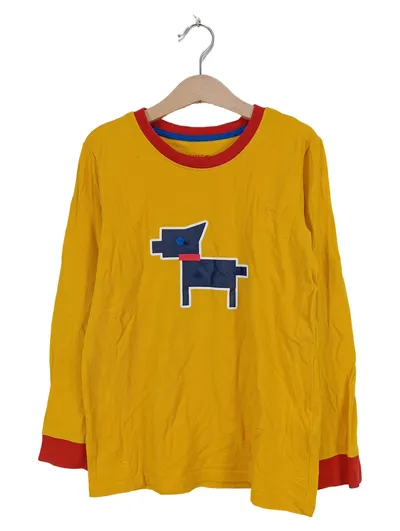 Ingres Weiss Kinder Langarmshirt Hund Motiv Applikation Gelb Gr. 128