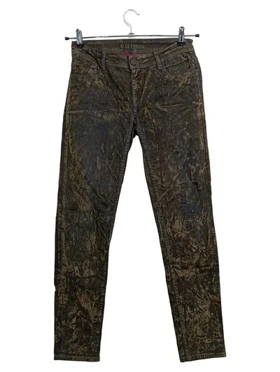 Blue Fire Co Damen Jeans Straight Leg W28 L30 Braun Abstrakt Baumwolle