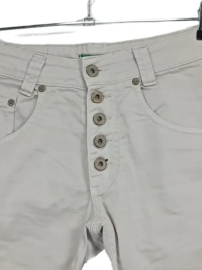 Please Jeans Shorts Damen Beige Gr. S W27 Button-Fly Casual
