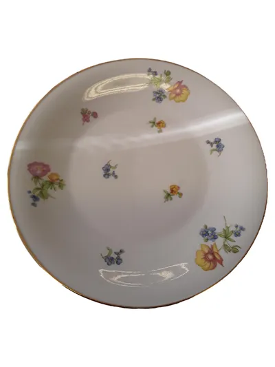 Heinrich Kuchenteller Porzellan Vintage Blumenmuster Weiß 19 cm