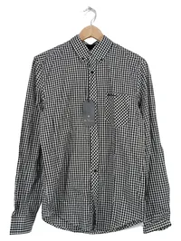 Ben Sherman Hemd Herren Gr. S Kariert Vichy Schwarz Weiß Langarm 1