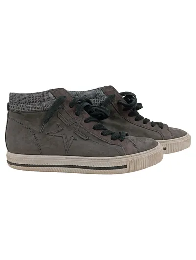 Paul Green Damen Sneaker High Top Grau Leder Stern Gr. 38 Casual