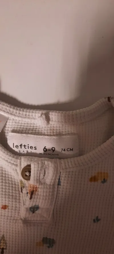 Lefties Baby Body Langarm Gr. 74 Weiß Waldmotiv Baumwolle