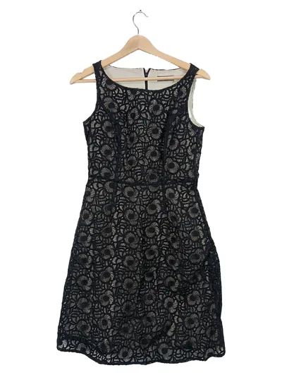 s.Oliver Spitzenkleid Damen Gr. 34 Schwarz Blumen Midikleid Elegant Baumwolle