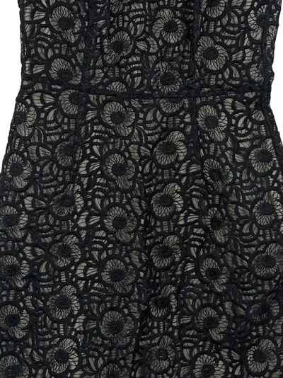 s.Oliver Spitzenkleid Damen Gr. 34 Schwarz Blumen Midikleid Elegant Baumwolle