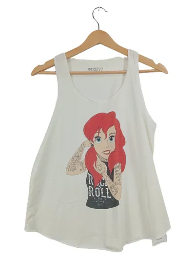 Native Damen Tank Top Ariel Rock & Roll Print Weiß Gr. L