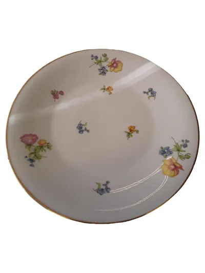 Heinrich Porzellan Kuchenteller Vintage Blumenmuster Weiß 19 cm Haarrisse