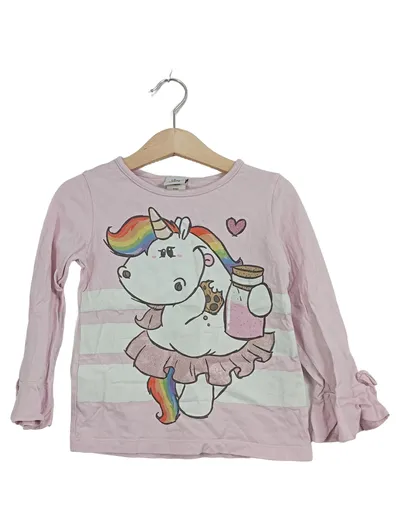 Pummel & Friends Langarmshirt Einhorn Gr. 104 Rosa Mädchen Glitzer