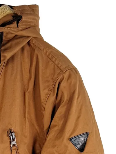 Indigo Herren Parka Freizeit Outdoor Kapuze Braun L Baumwolle Polyester