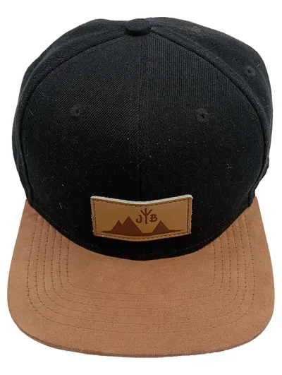 Jumping Bird Snapback Cap Schwarz Braun Outdoor Leder-Patch One Size