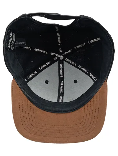 Jumping Bird Snapback Cap Schwarz Braun Outdoor Leder-Patch One Size