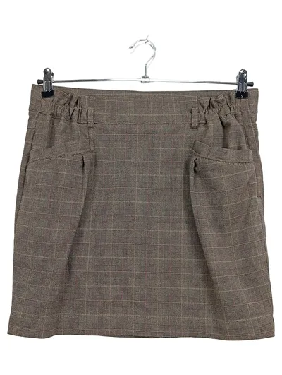 Broadway NYC Fashion Damen Faltenrock Kariert Braun Minirock Gr. 40/L