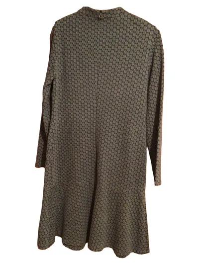 TAIFUN Damen Kleid A-Linie Gr. 40/L Grau Geometrisch Langarm