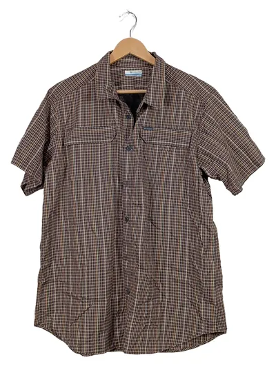Columbia Herren Freizeithemd Kurzarm Kariert Outdoor Gr. L Braun