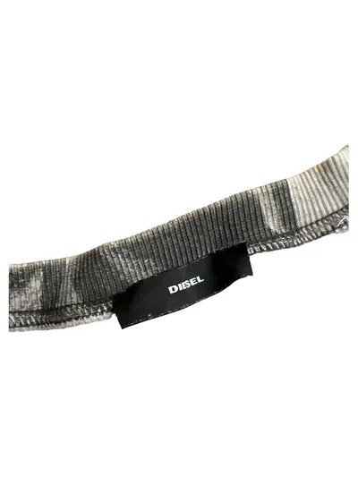Diesel Pullover Damen Gr. 38/M Grau Abstrakt Muster Langarm Sweatshirt