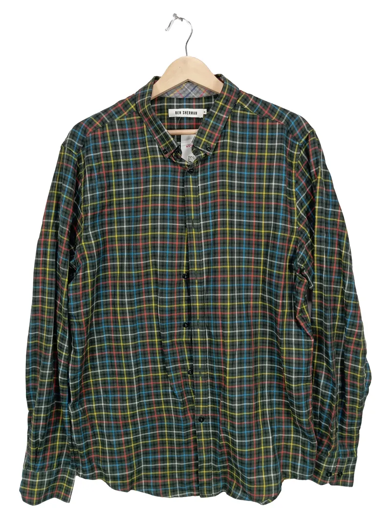 Ben Sherman Herren Freizeithemd Kariert Langarm Baumwolle Gr. XL 1