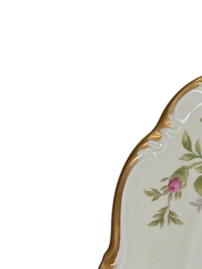 Rosenthal Pompadour Essteller Porzellan Rosenmuster Goldrand 19cm