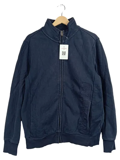 Napapijri Sweatjacke Herren Gr. L Blau Stehkragen Baumwolle Full Zip