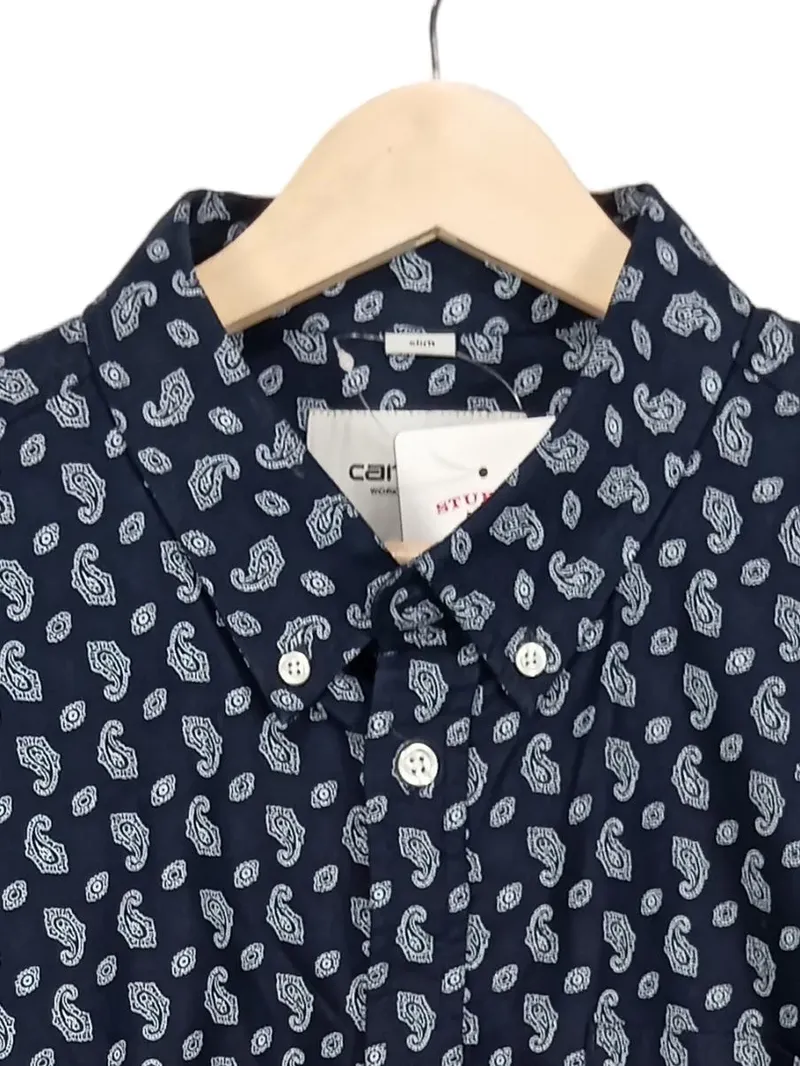 Carhartt WIP Hemd Herren XL Paisley Muster Blau Baumwolle Langarm 3