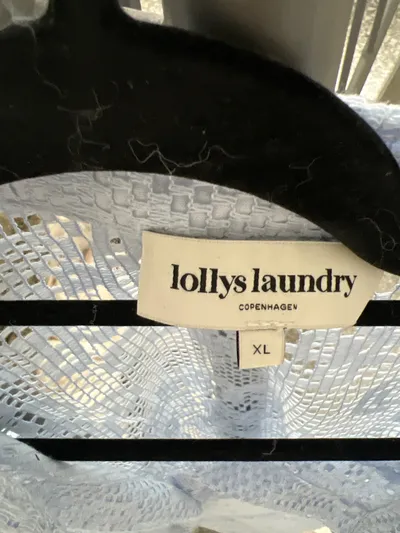 Lollys Laundry Damen Hemdbluse Spitze Blau Gr. XL Kurzarm Feminin