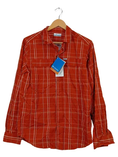 Columbia Herren Freizeithemd Omni-Shade kariert Gr. S Orange Langarm