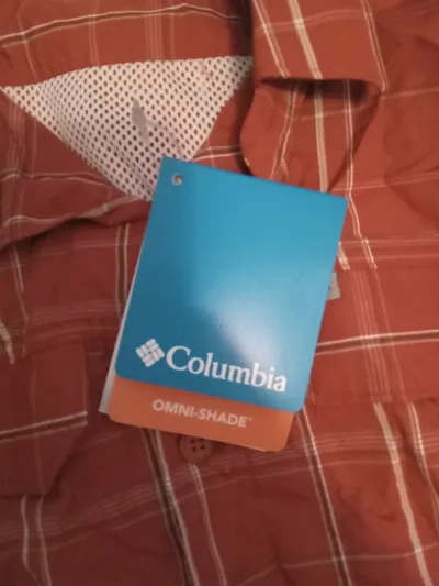 Columbia Herren Freizeithemd Omni-Shade kariert Gr. S Orange Langarm