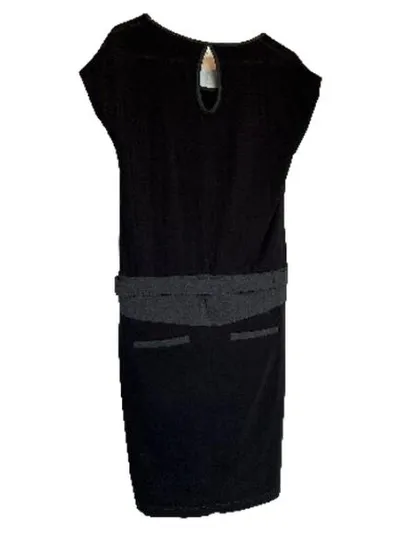 KAFFE Damen Businesskleid Gr. 36 Schwarz Grau Kurzarm Gürtel Büro