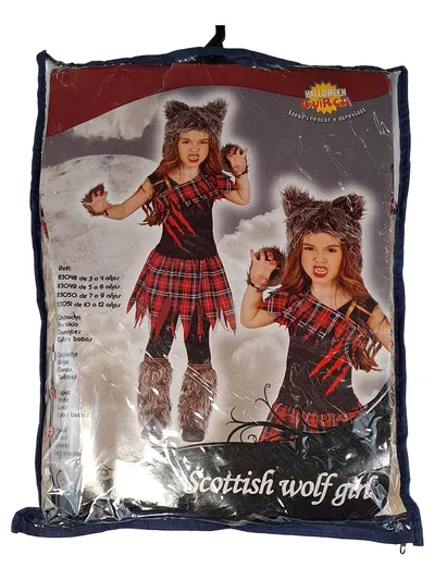 Markenlos Kostüm Kleid Mädchen Karo Kapuze Fell Rot Gr. 116 Party Herbst Winter