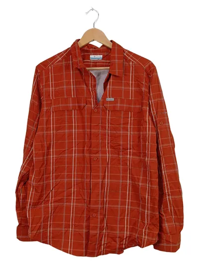 Columbia Herren Outdoor Hemd kariert Gr. M Orange Langarm Polyamid