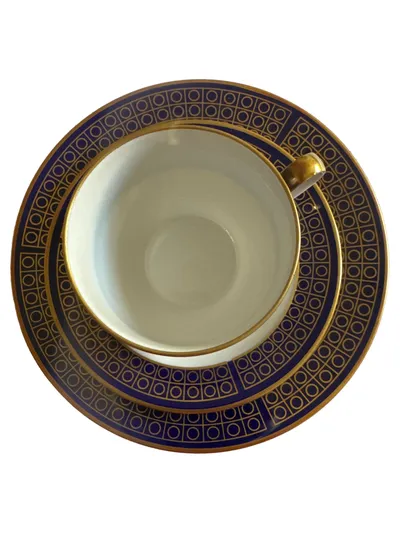Tettau Echt Kobalt Kaffeegedeck 3tlg Porzellan Tasse Untertasse Blau