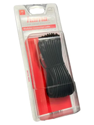 Hama 044931 Modular-Anschlusskabel 6p4c Stecker 10m Schwarz